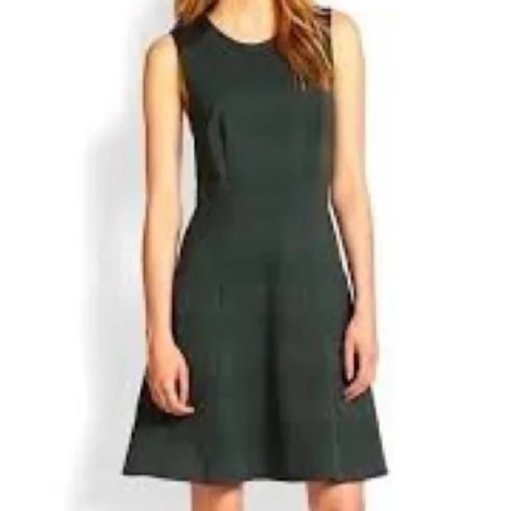 Rag and Bone Gayle Green Plaid Lamb Leather Fit and Flare Skater Dress 6 holiday
